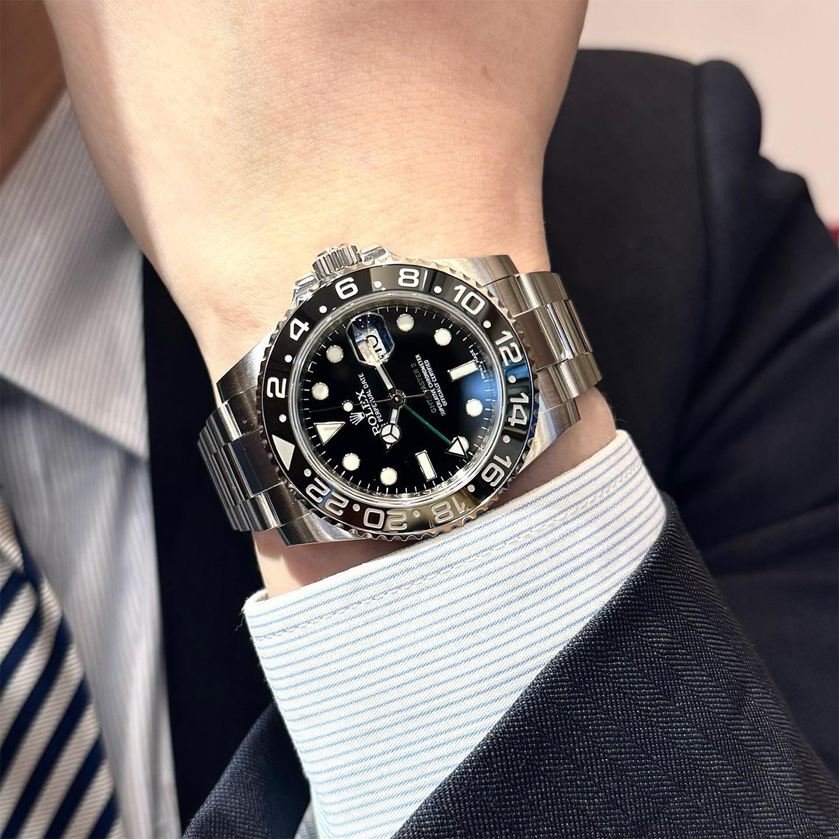 Rolex GMT-Master II 40mm Stainless Steel Black Dial with Grey-Black Bezel Oyster/Jubilee Bracelet (Ref. 126710GRNR-0003/0004) 2024 Latest Release "Bruce Wayne"