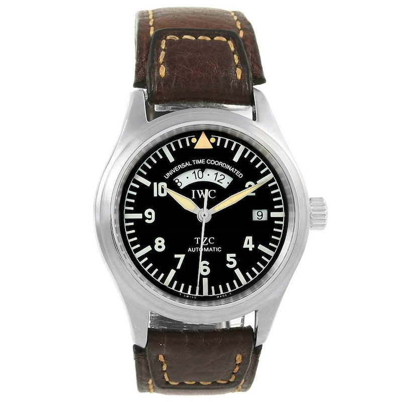 IWC TZC UTC Pilot's Black Dial Automatic Steel Mens Watch IW3251