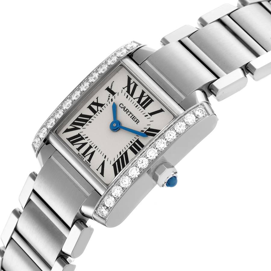 Cartier Tank Francaise Small Steel Diamond Bezel Ladies Watch W4TA0008