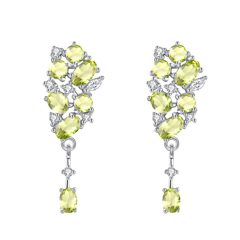 GemVibra 925 Silver Drop Earrings with Natural Amethyst/Citrine/Garnet/Peridot/Topaz & Rhinestone Accents