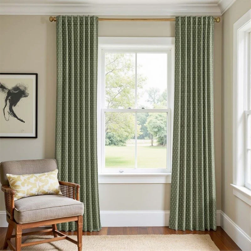 Custom Textured Geometric Linen Curtains (2 Panels)