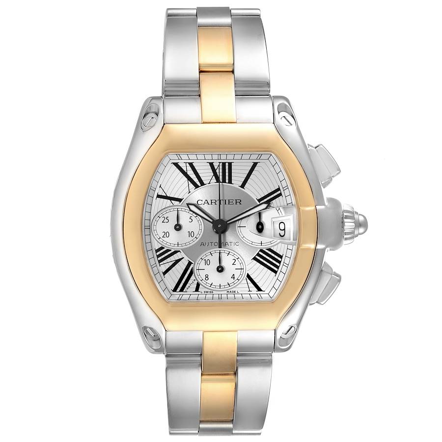 Cartier Roadster Chronograph Steel Yellow Gold Mens Watch W62027Z1