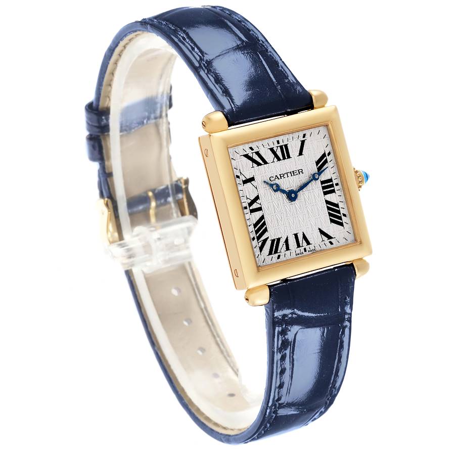 Cartier Tank Obus Yellow Gold Black Strap Ladies Watch W1532756