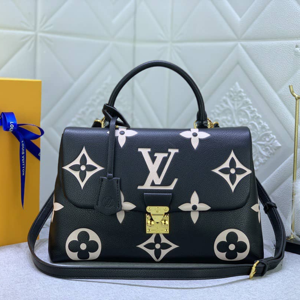 Louis Vuitton Madeleine BB Monogram Empreinte Leather Top Handle Bag Black and Beige 24cm M45978