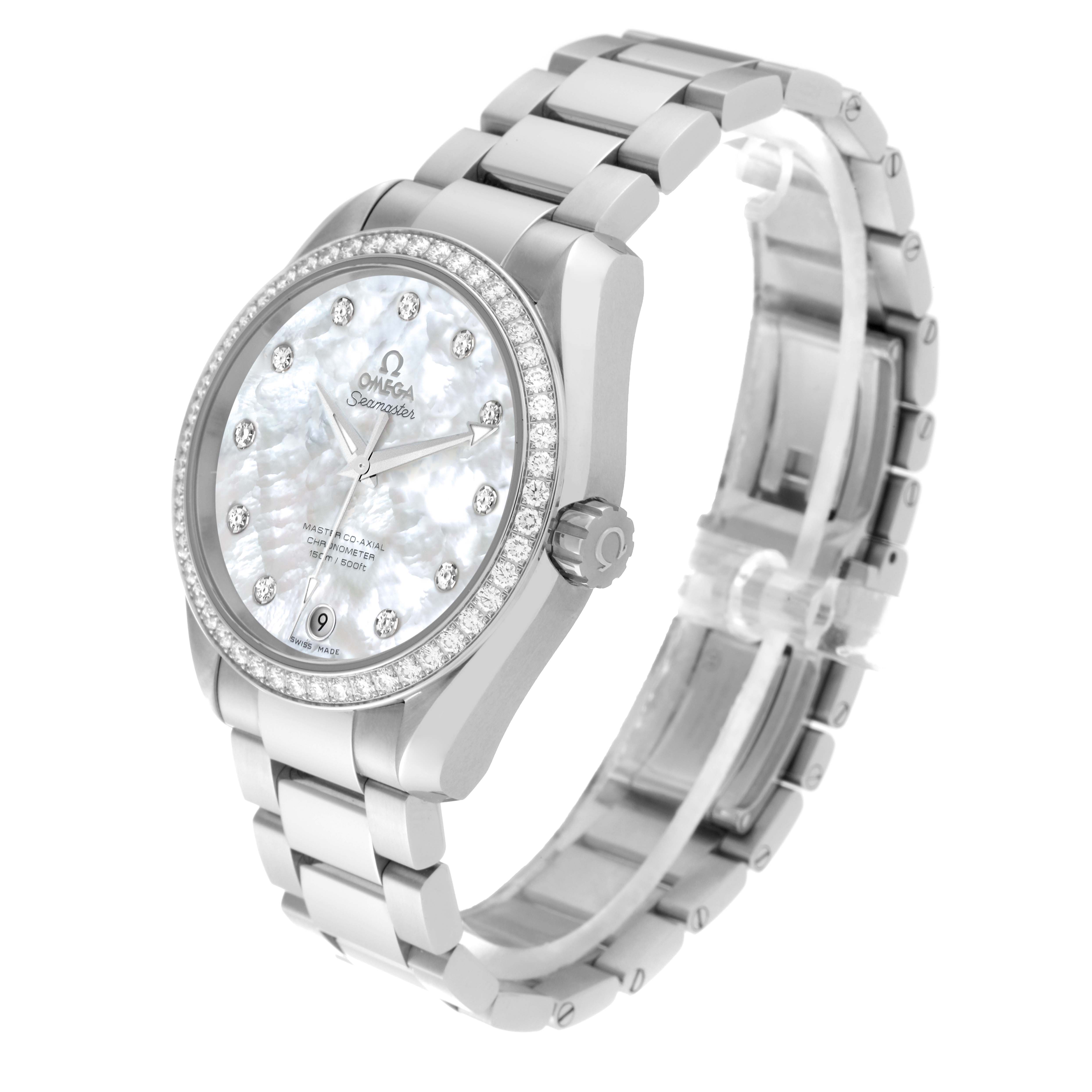 Omega Aqua Terra Mother of Pearl Diamond Steel Ladies Watch 38.0 MM 231.15.39.21.55.001