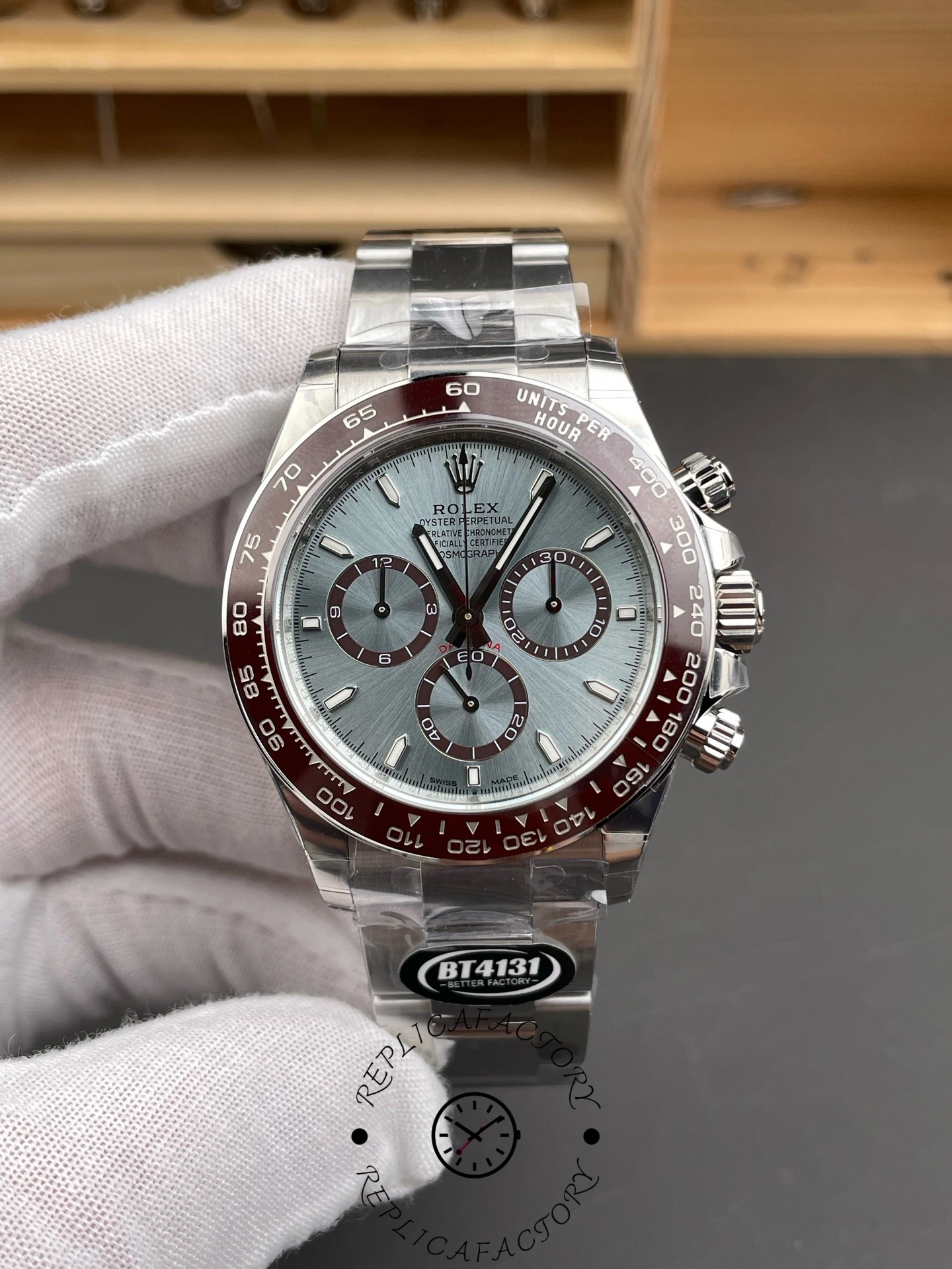 Rolex Platinum Cosmograph Daytona Ice Blue Index Dial Oyster Bracelet 126506 0001