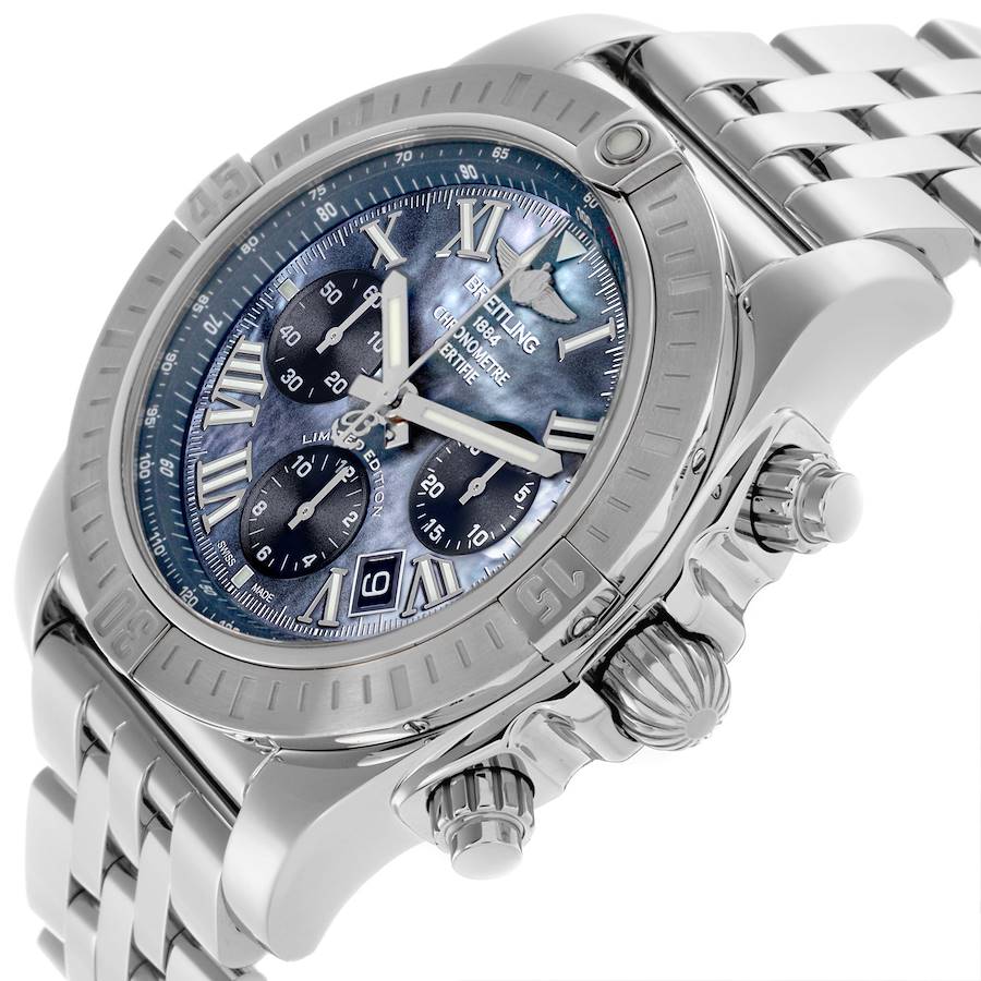 Breitling Chronomat 44 Airbourne Mother Of Pearl Dial Steel Mens Watch AB0115 Card