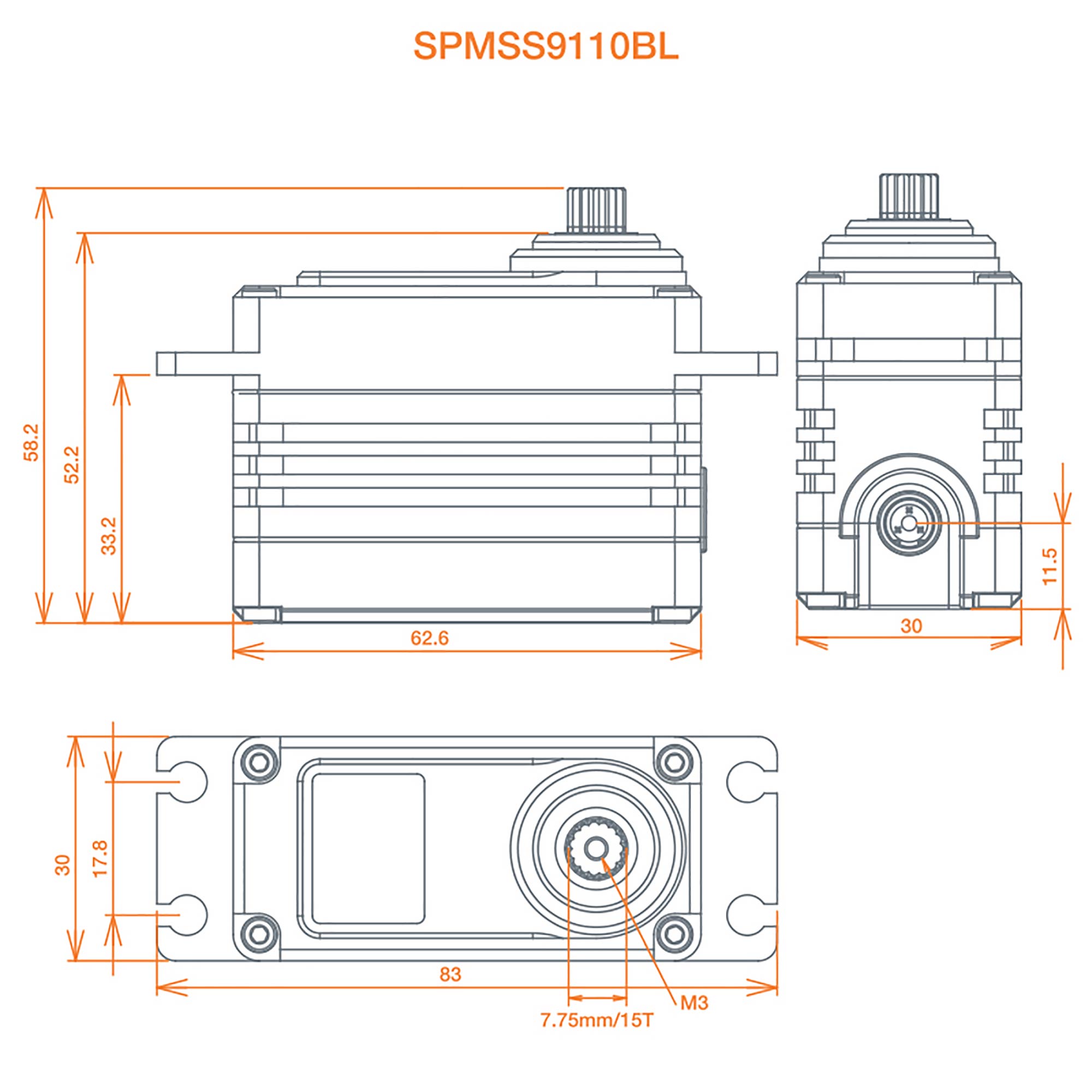 S9110BL 1/5 Digital HV High Speed Brushless Metal Gear Surface Servo