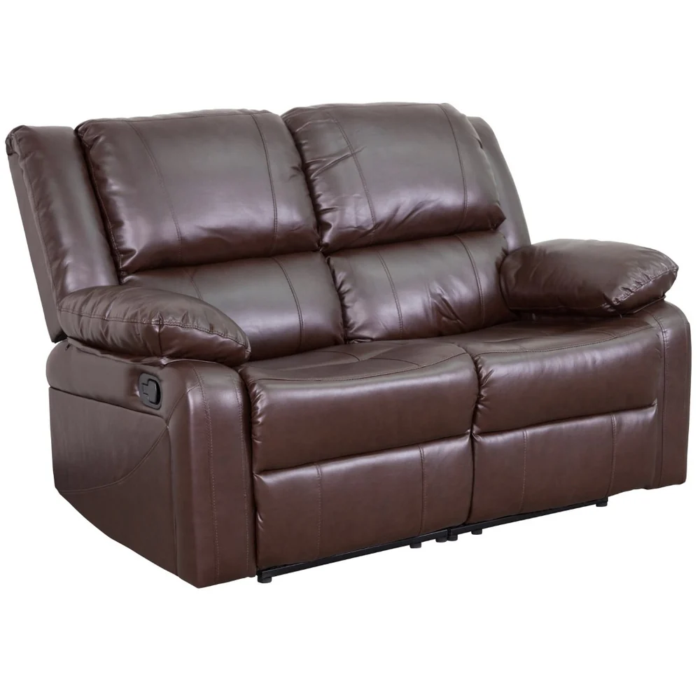 Harmony Series Reclining Loveseat with Plush Pillow-Back Cushions for Ultimate Comfort & Style - Black LeatherSoft