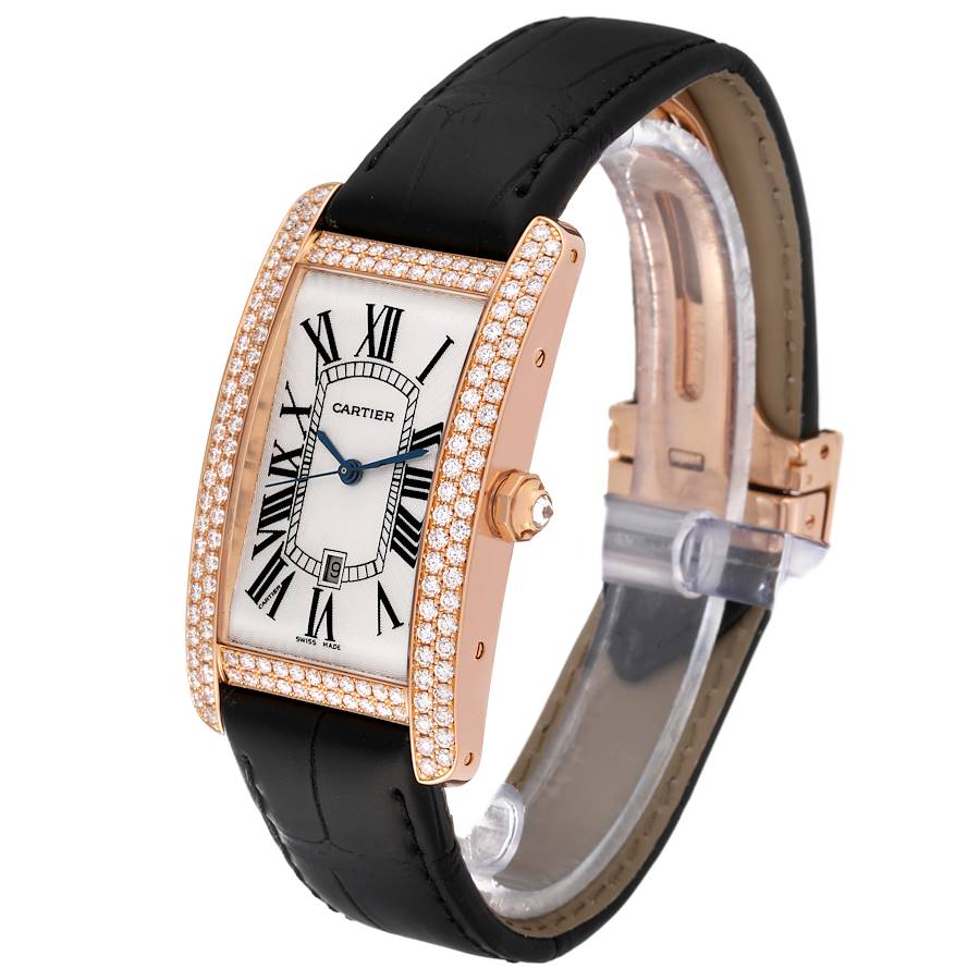 Cartier Tank Americaine Large Rose Gold Diamond Mens Watch WB704851