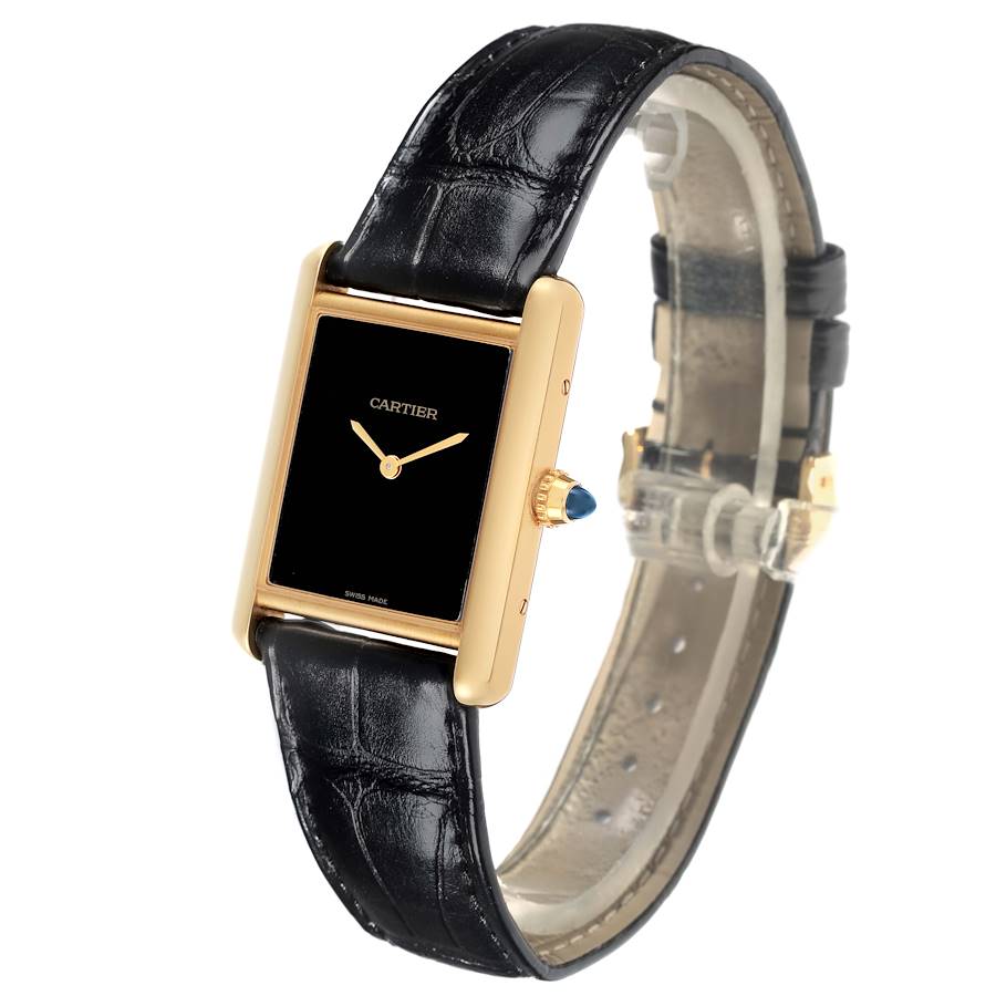 Cartier Tank Louis Large Yellow Gold Black Dial Mens Watch WGTA0091