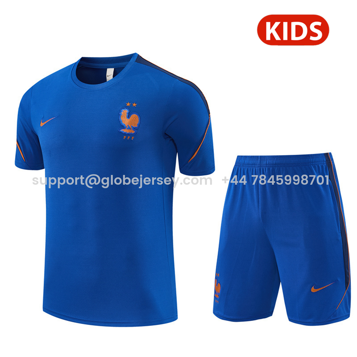France 2026 Kids Short-Sleeve Training Set - Blue Top & Shorts