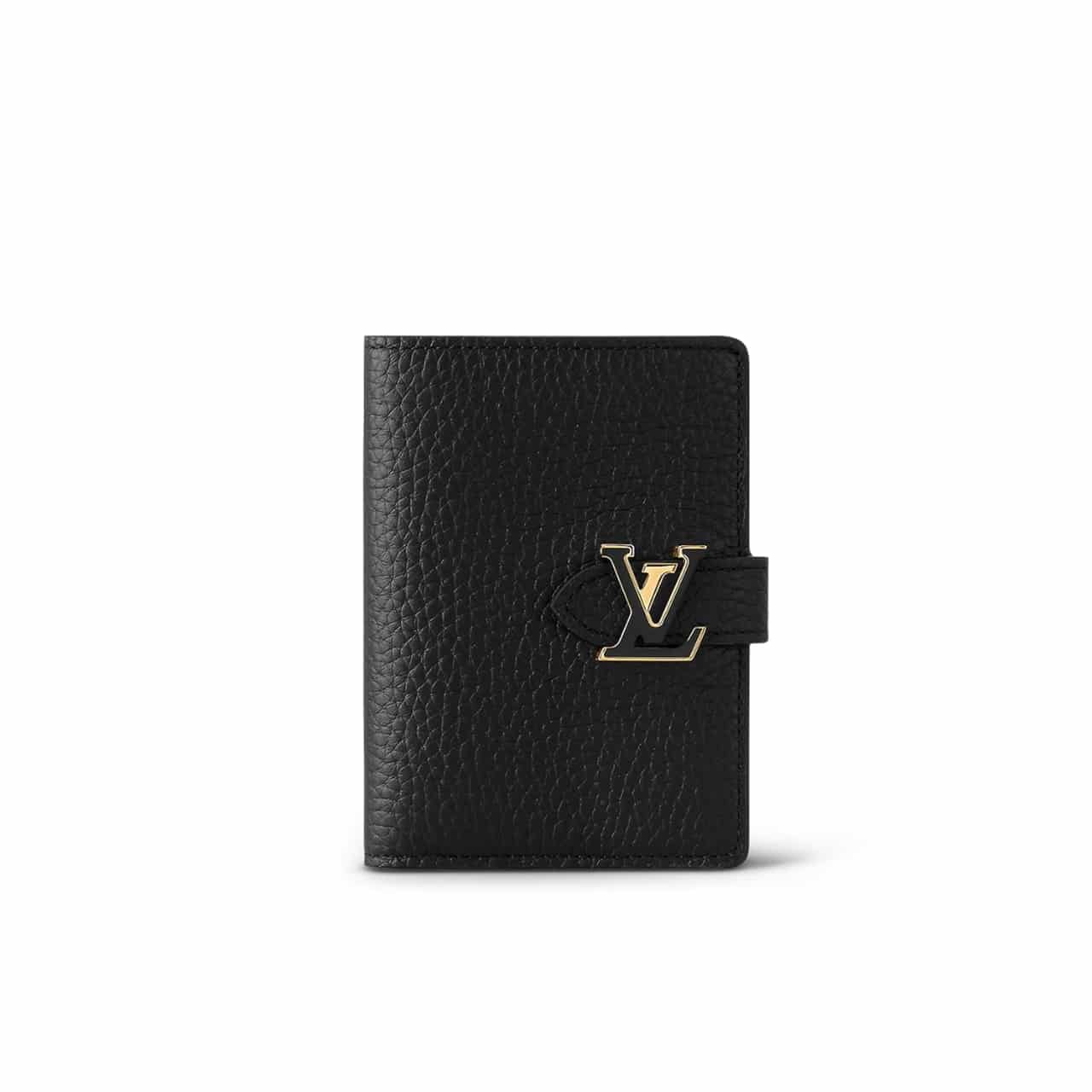 Louis Vuitton Lv Vertical Compact Wallet Taurillon Leather Black 12Cm M81561