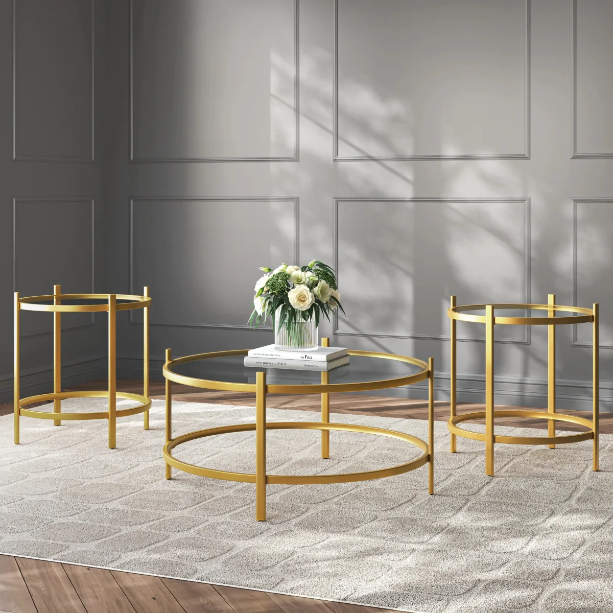 Sleek Contemporary Gold Round Table Set