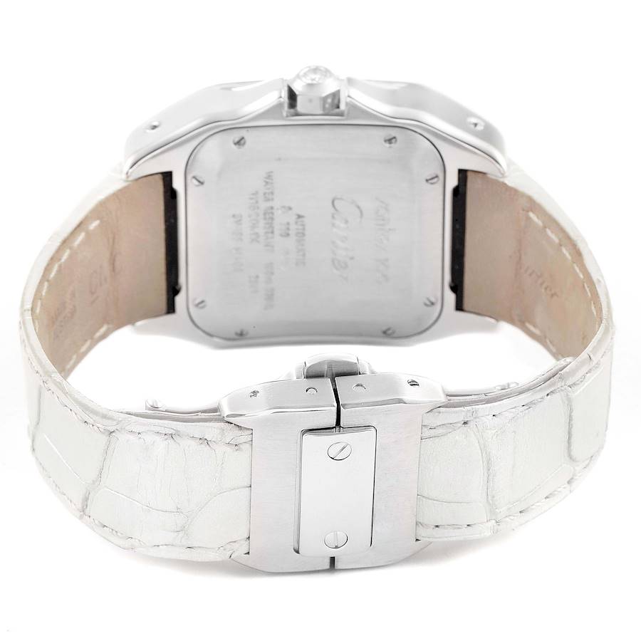 Cartier Santos 100 White Gold Blue Mother of Pearl Diamond Midsize Watch WM503251