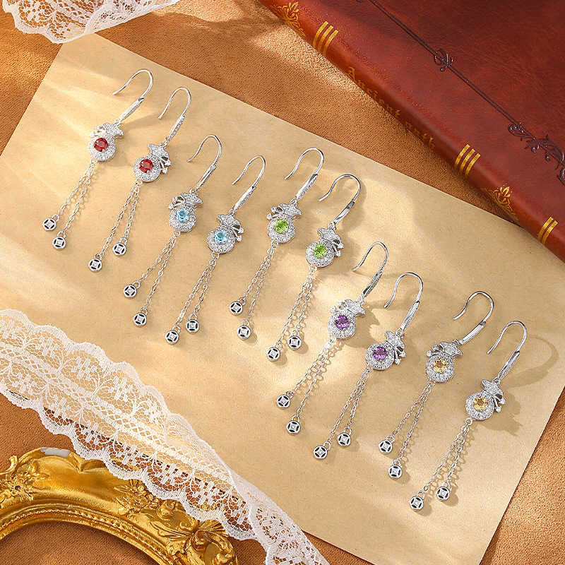 GemVibra Talismanic Money Bag Earrings | Abundance Crystal Drops
