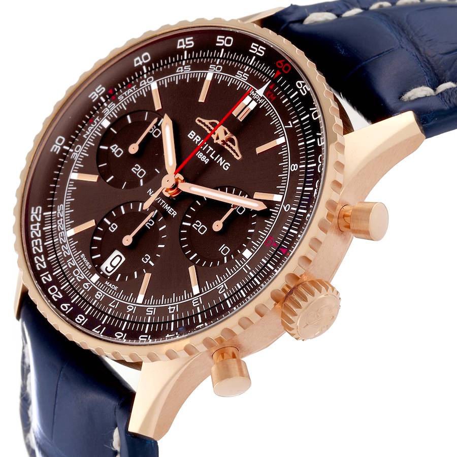 Breitling Navitimer B01 41mm Limited Edition Rose Gold Brown Dial Mens Watch RB0139