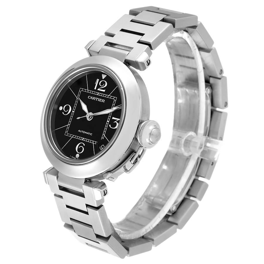 Cartier Pasha C Medium Black Dial Steel Ladies Watch W31076M7