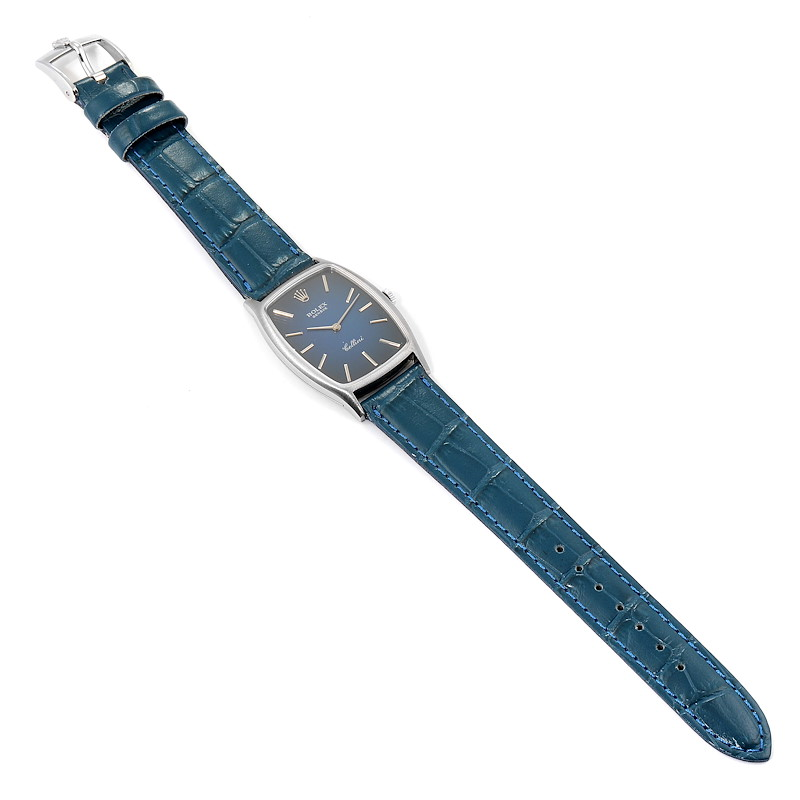 Rolex Cellini White Gold Blue Vignette Dial Vintage Ladies Watch 3807