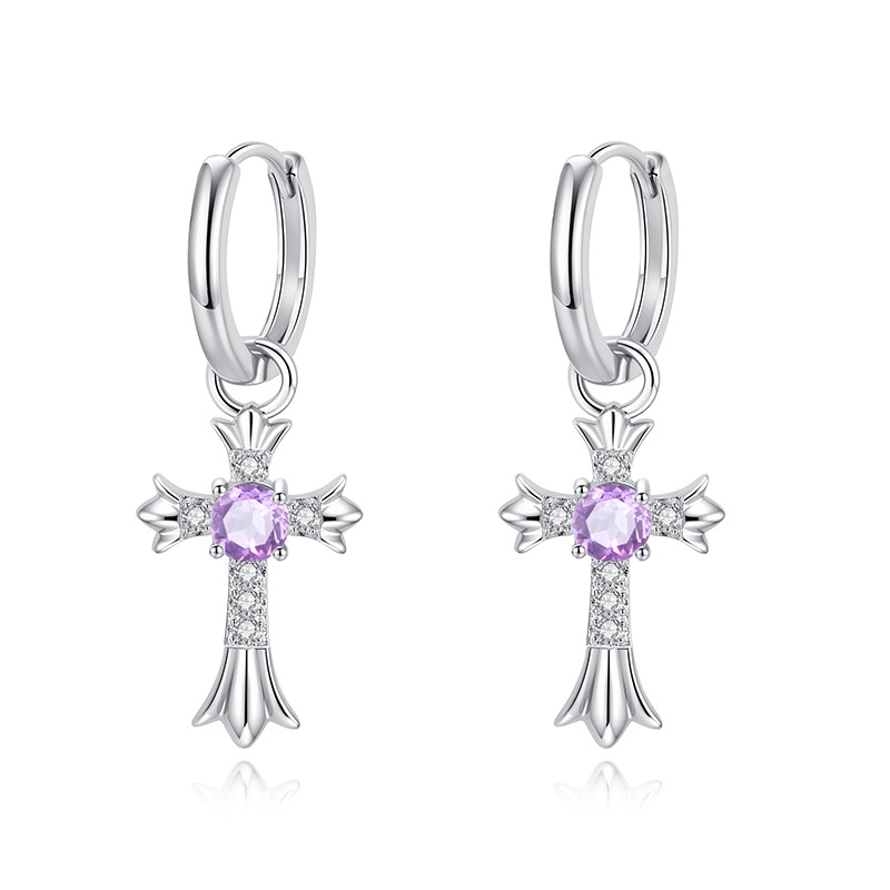 GemVibra Talismanic Cross Earrings | Protective Crystal Huggie Hoops
