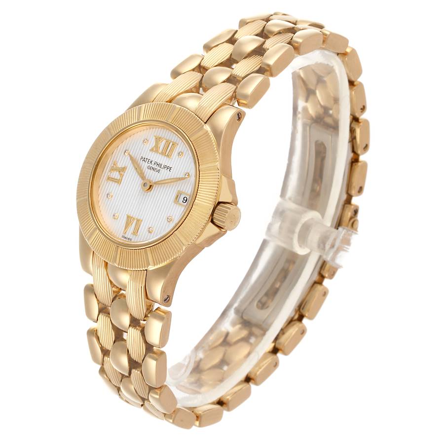 Patek Philippe Neptune Yellow Gold Diamond Dial Ladies Watch 4881