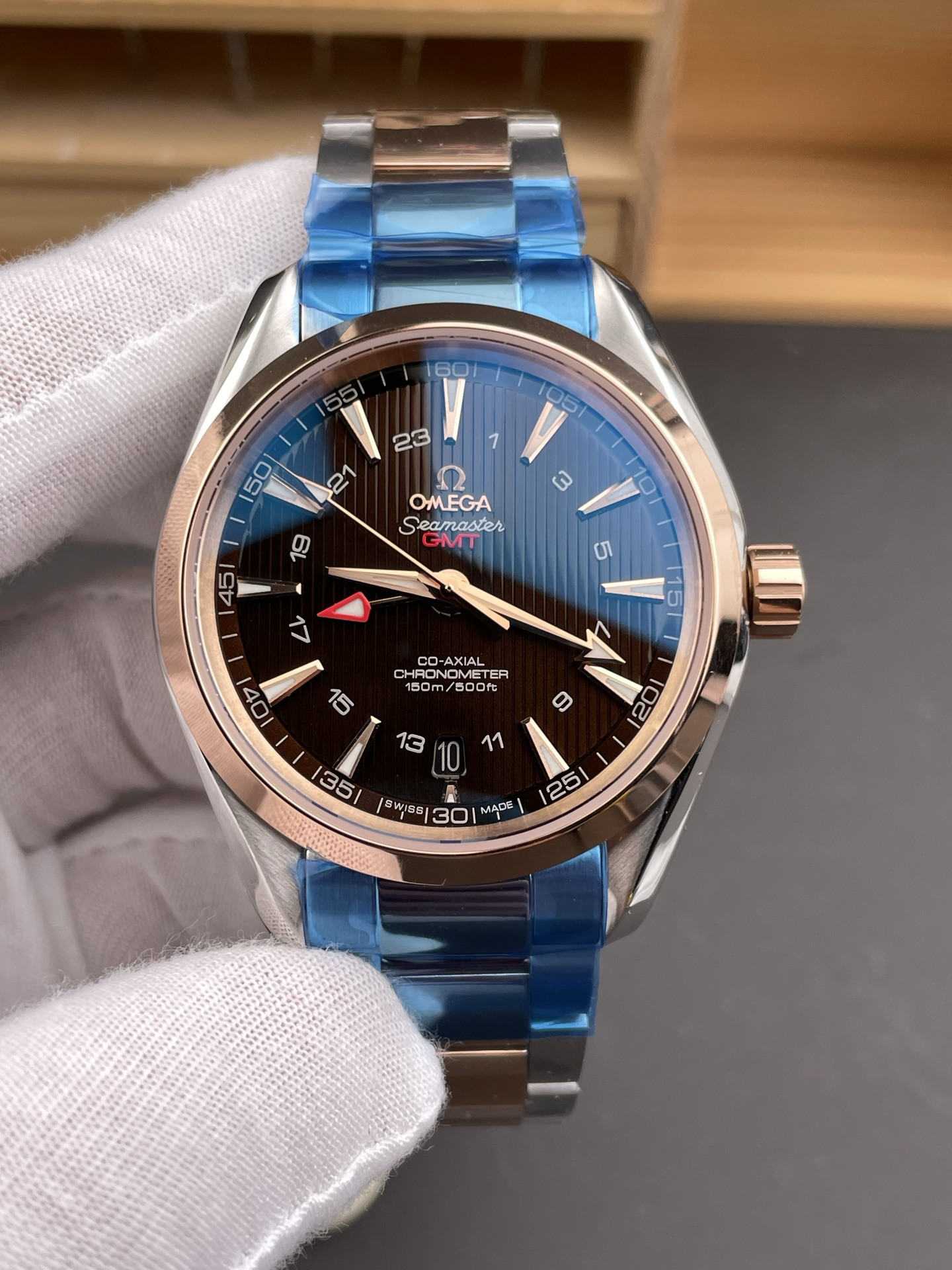Two-Tone Rose Gold Seamaster 150, GMT Brown Dial