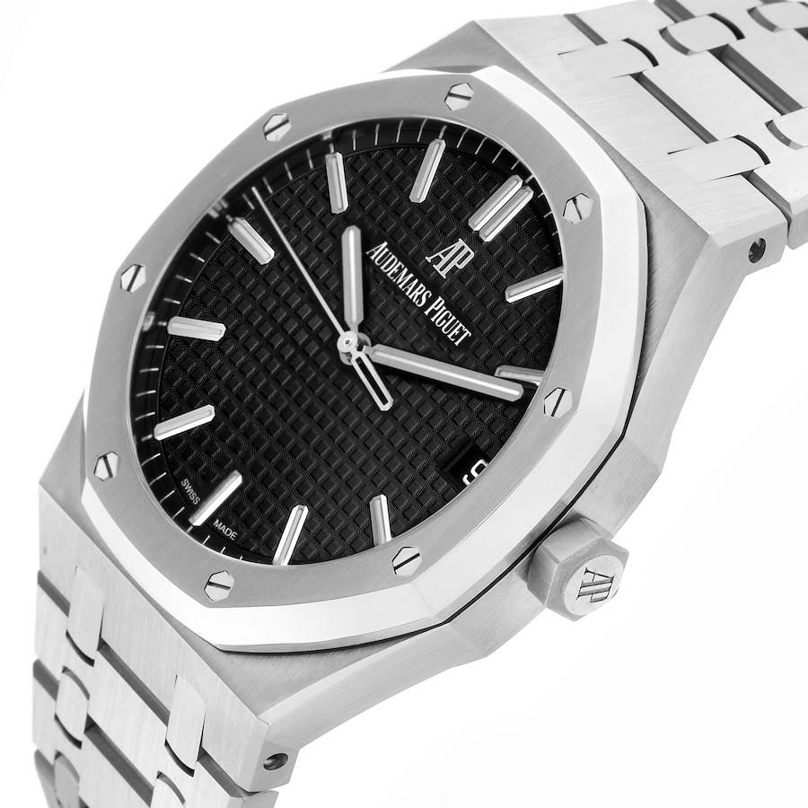 Audemars Piguet Royal Oak Black Dial Steel Mens Watch 15500ST