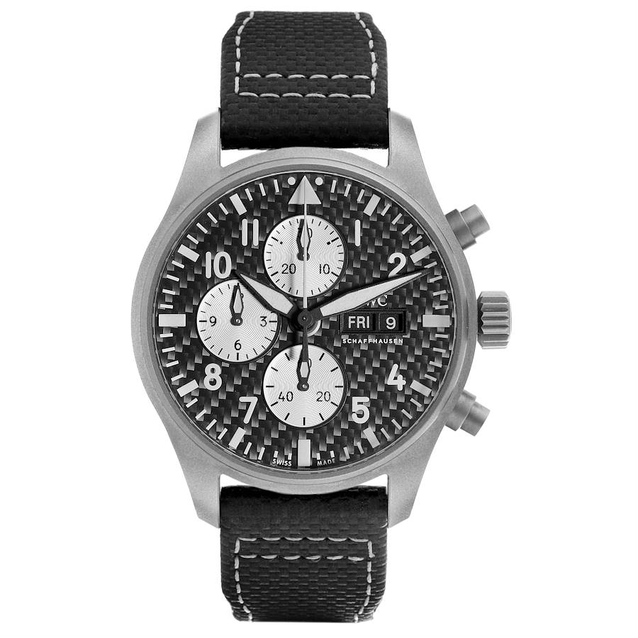 IWC Pilot AMG Chronograph Carbon Dial Titanium Men's Watch IW377903