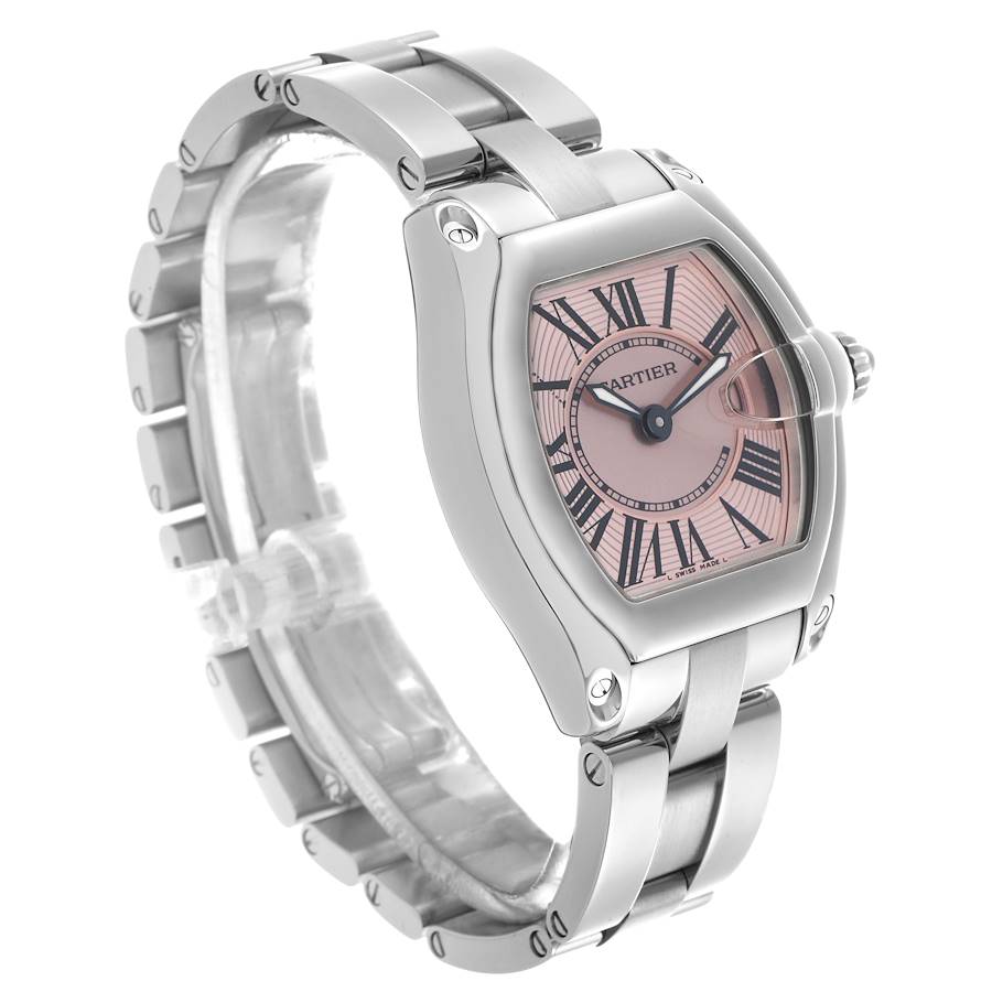 Cartier Roadster Small Pink Dial Steel Ladies Watch W62017V3