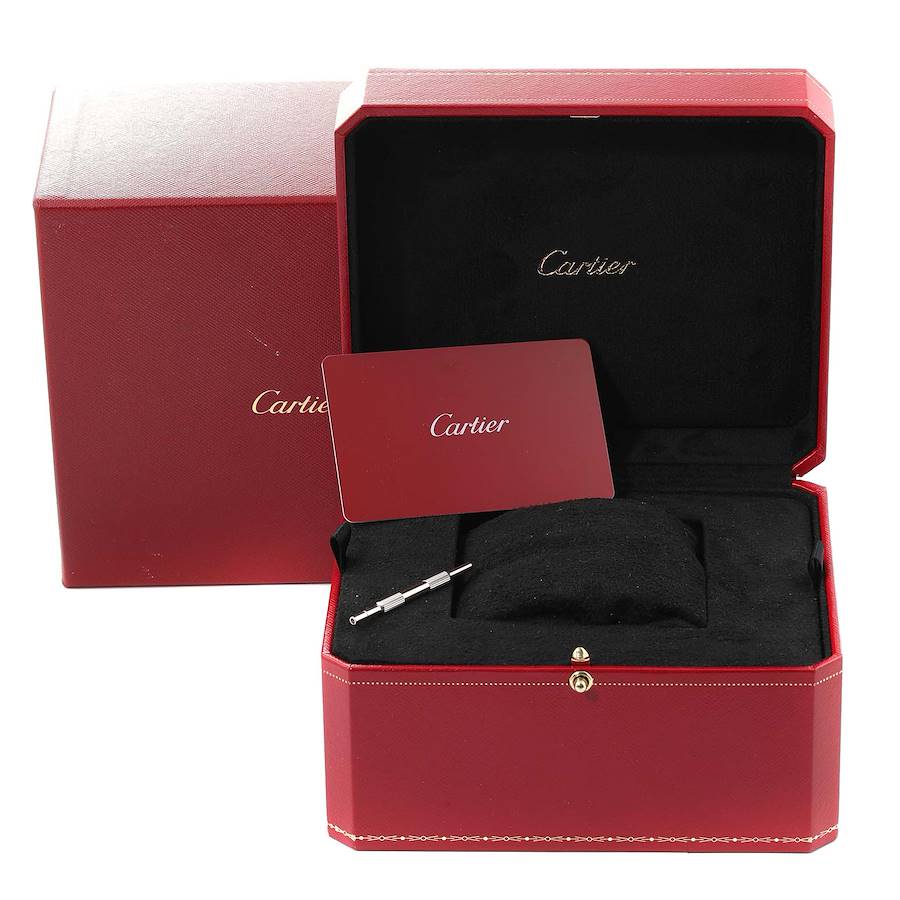 Cartier Santos Blue Dial Diamond Steel Mens Watch W4SA0006
