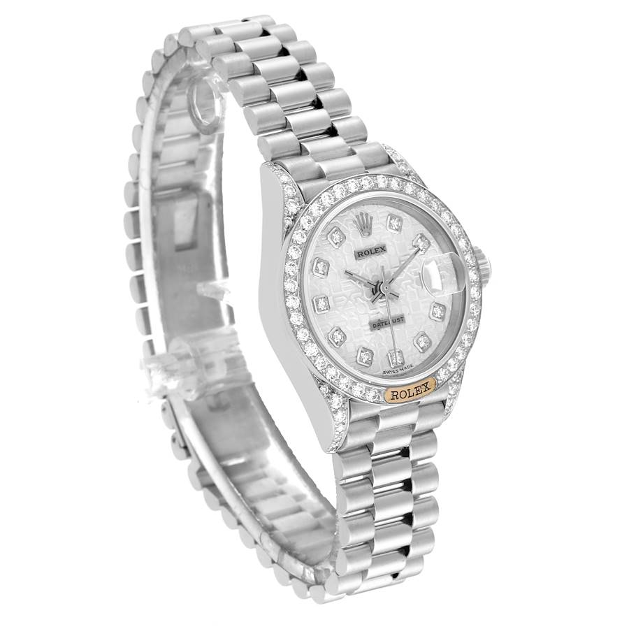 Rolex President Datejust White Gold Anniversary Diamond Dial Ladies Watch 69159