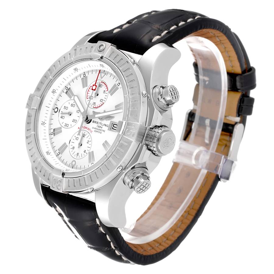 Breitling Super Avenger White Dial Chronograph Steel Mens Watch A13370