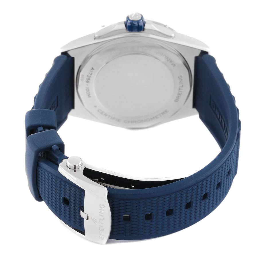 Breitling Super Chronomat Blue Dial Steel Diamond Ladies Watch A17356