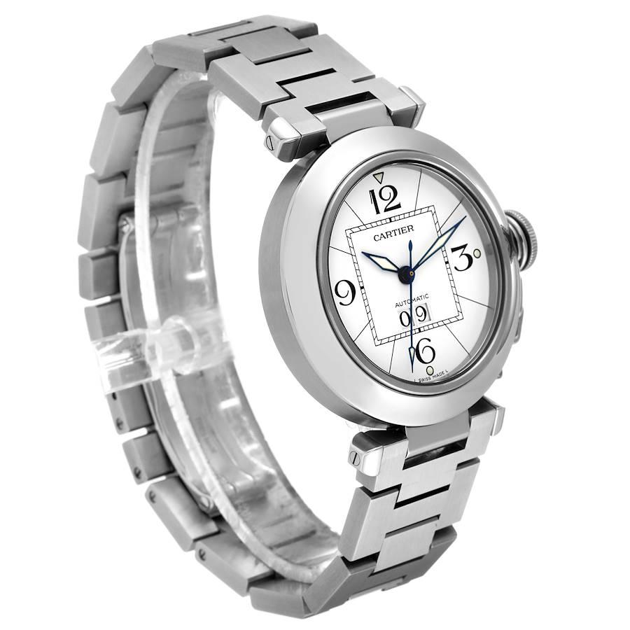 Cartier Pasha C Big Date Midsize Steel White Dial Mens Watch W31055M7
