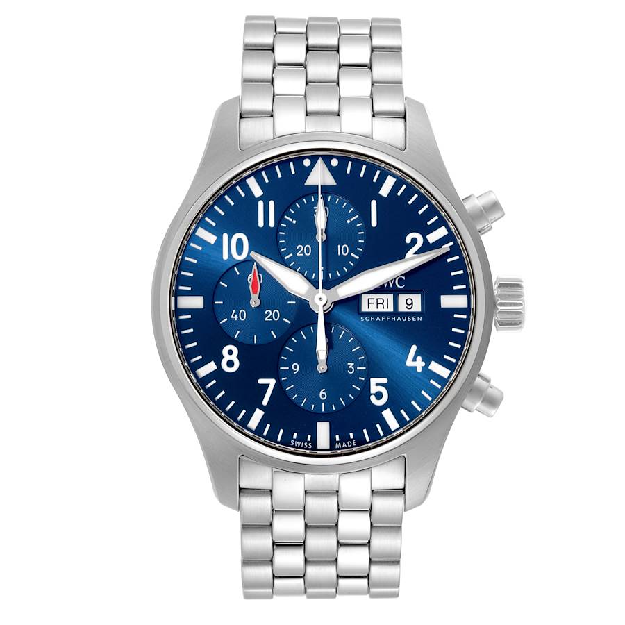 IWC Pilot Le Petit Prince Blue Dial Steel Chronograph Mens Watch IW377717