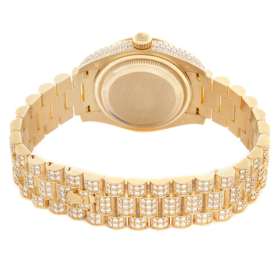Rolex President Yellow Gold Pave Diamond Ladies Watch 279458