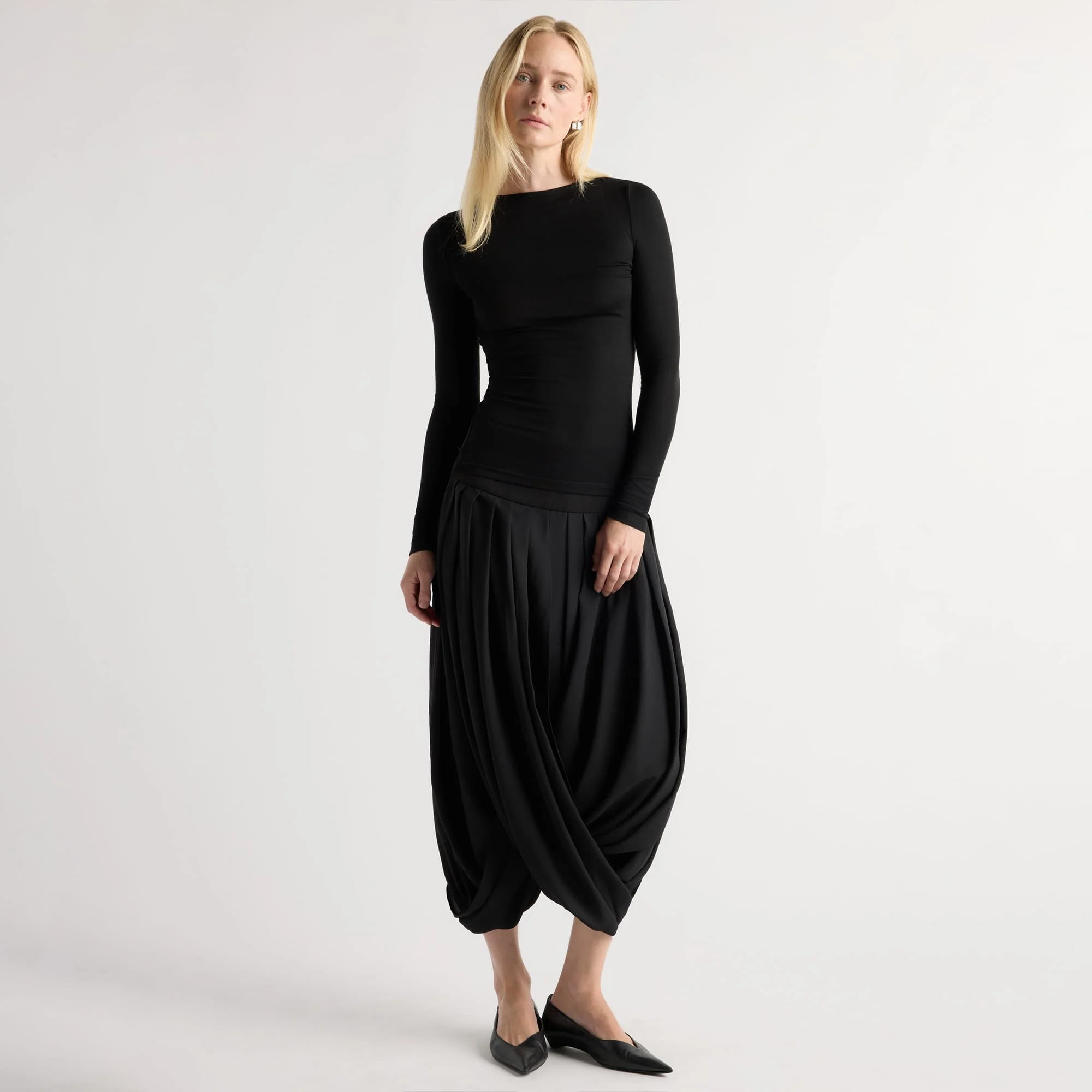 Azalea Gathered-Drape Cocoon Skirt