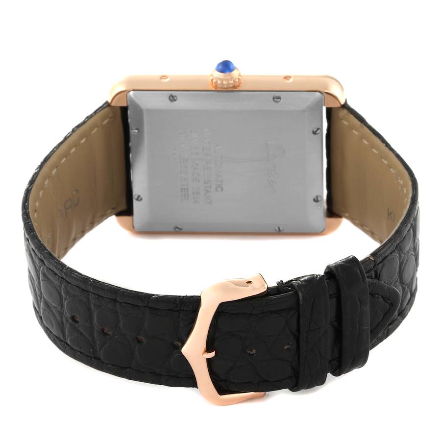 Cartier Tank Solo XL Rose Gold Silver Dial Mens Watch W5200026