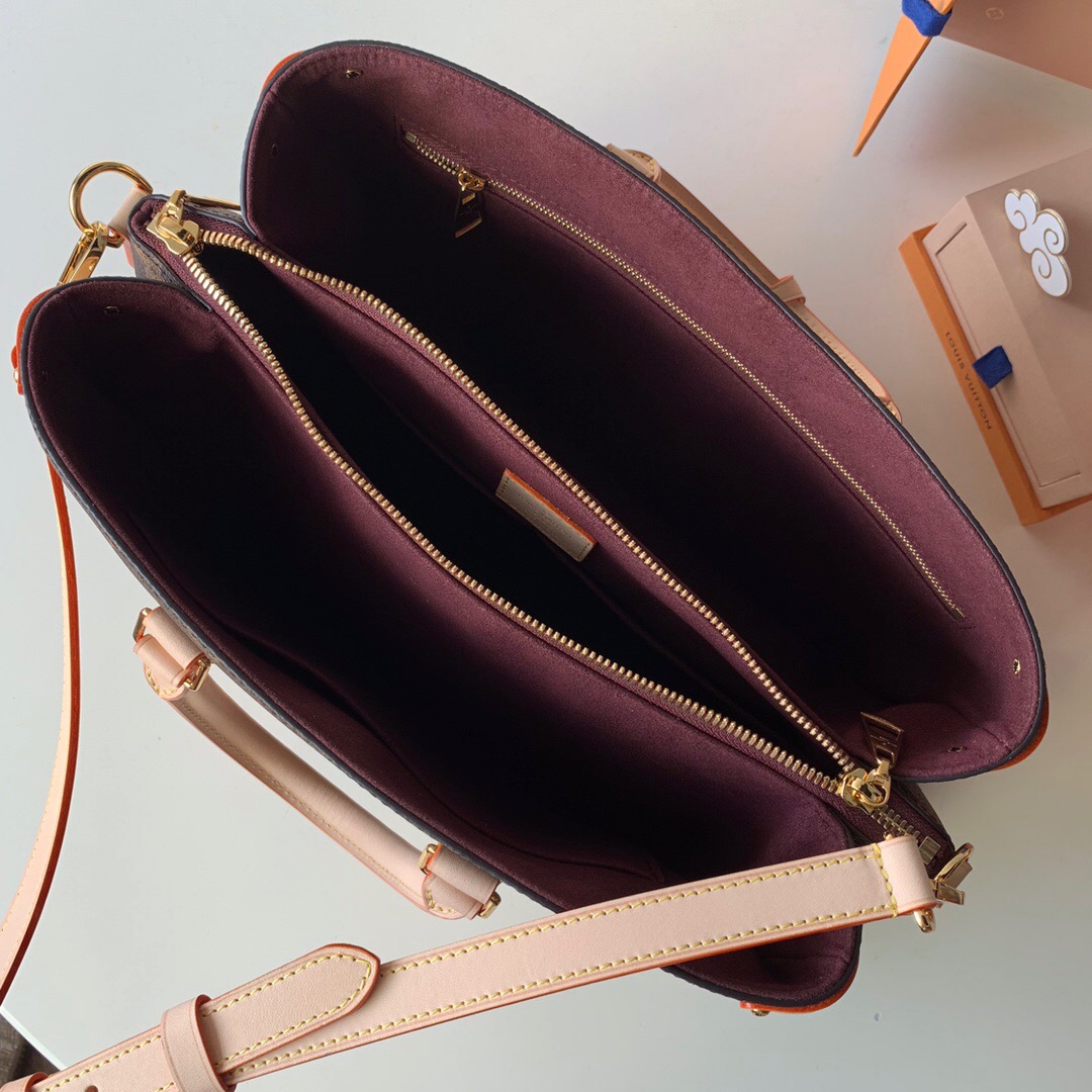 Louis Vuitton Soufflot MM Monogram Canvas Handle Bag Pink 36cm M44816