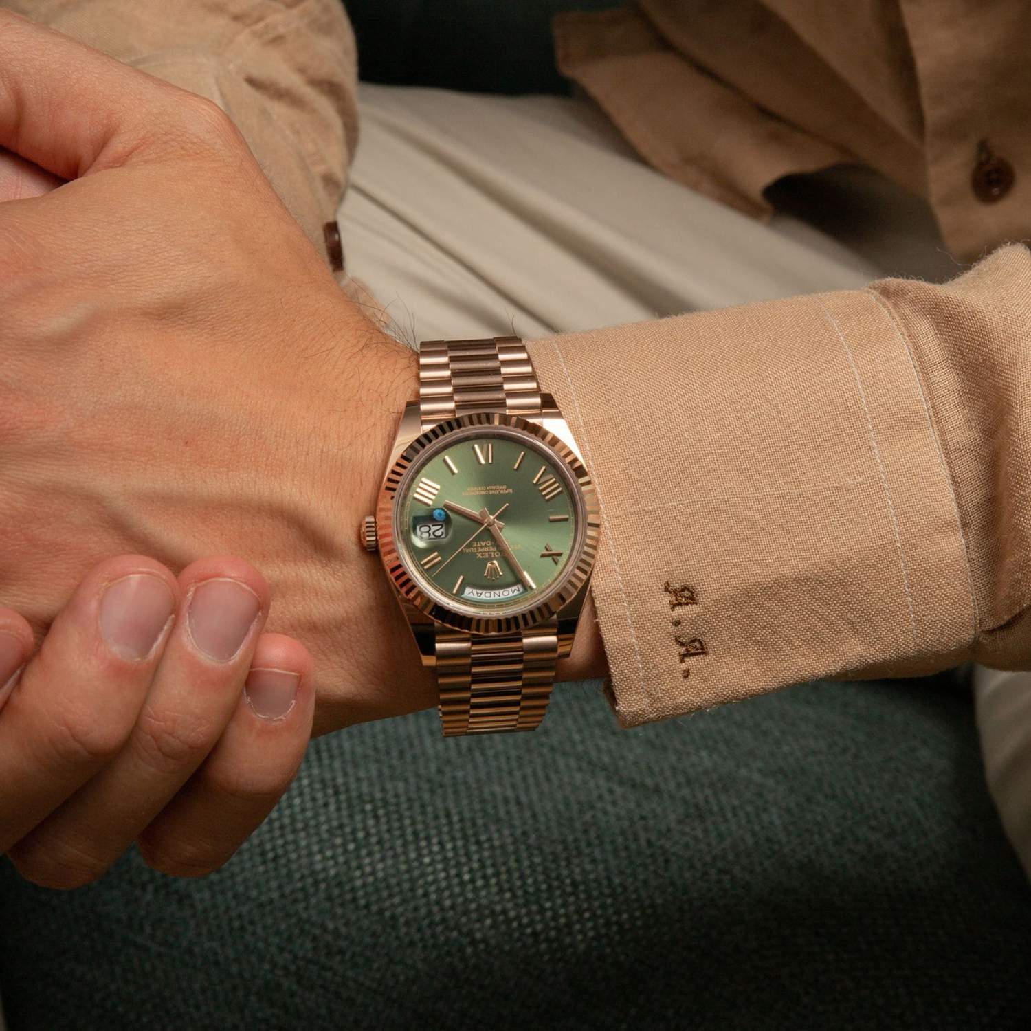 Rolex Day-Date President 40mm Olive Green Dial 18ct Everose Gold 228235-0025 Unworn
