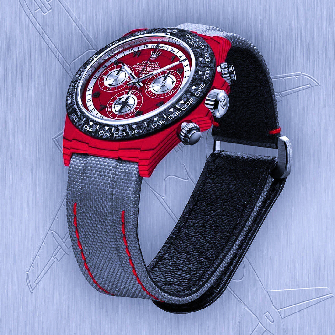 DiW Rolex Daytona "AVIA RED" In Quartz Fiber