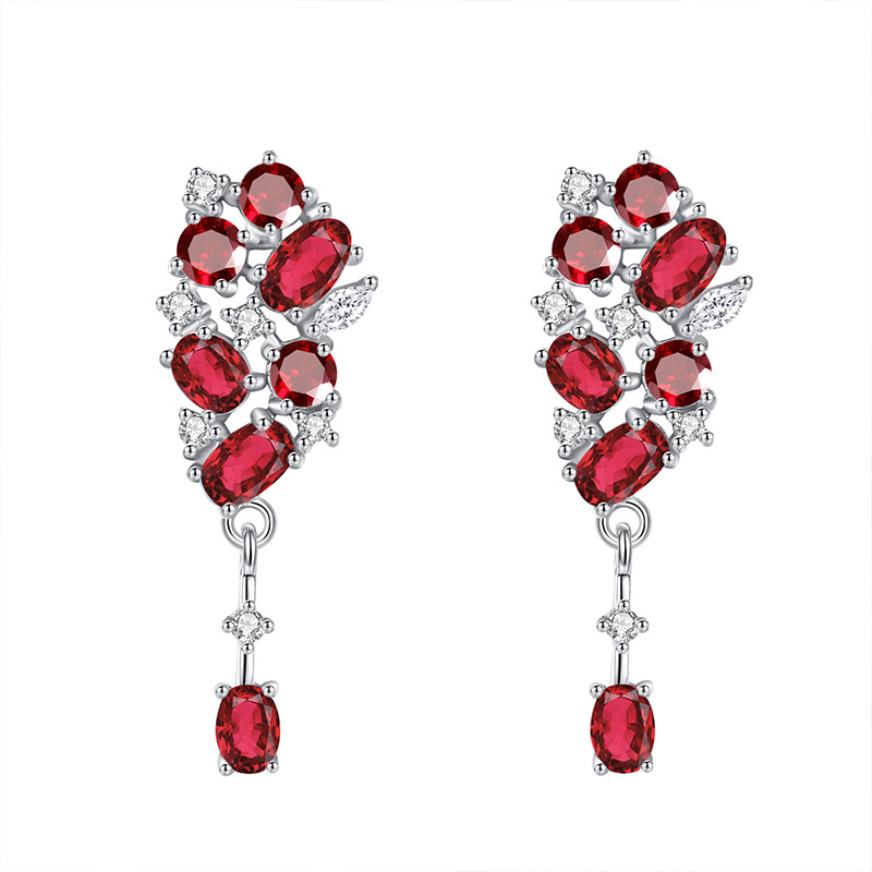 GemVibra 925 Silver Drop Earrings with Natural Amethyst/Citrine/Garnet/Peridot/Topaz & Rhinestone Accents