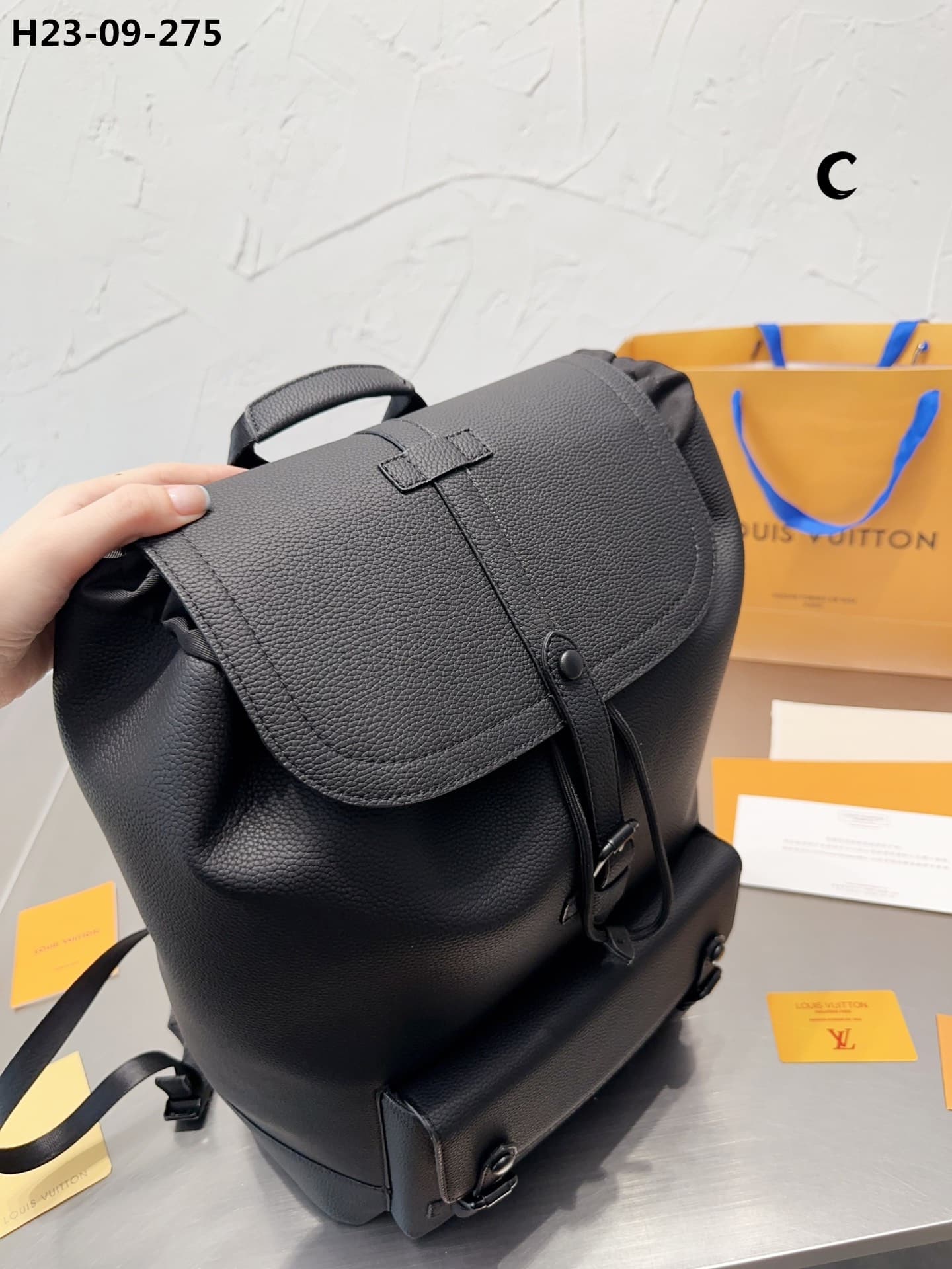 Louis Vuitton Christopher Slim Backpack Rucksack Taurillon Leather Black 40Cm M58644