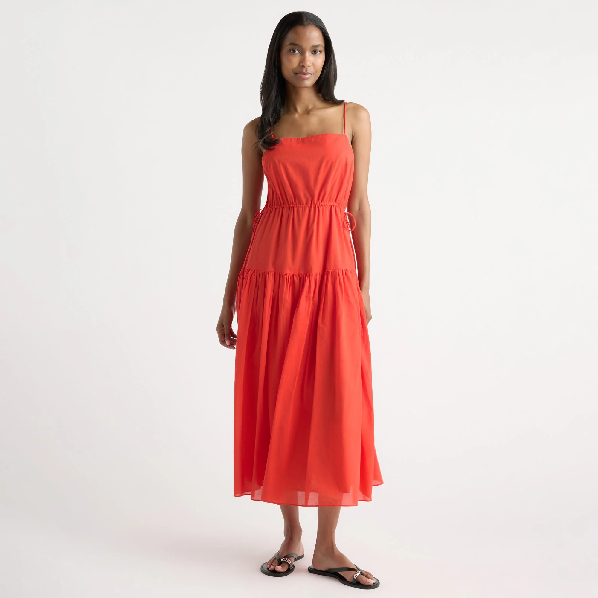 Dalia Tie-Waist Tiered Organic Cotton Dress