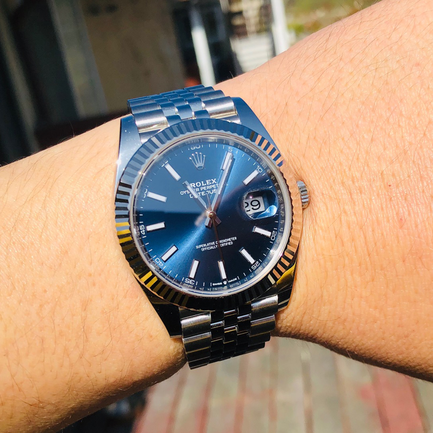 Rolex Datejust 41mm Oystersteel and white gold Bright Blue Dial 126334-0002