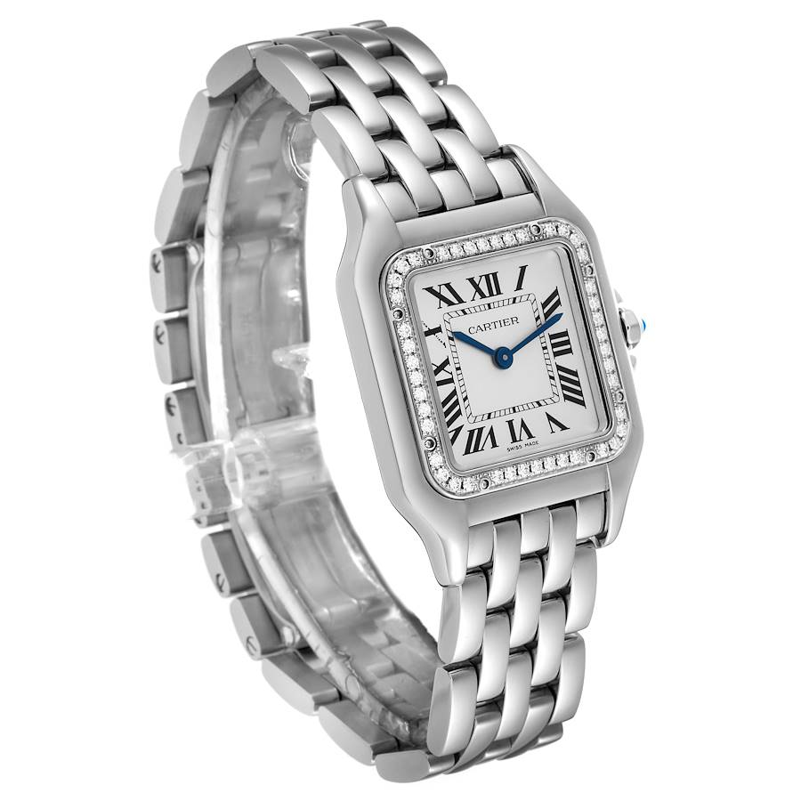 Cartier Panthere Medium Steel Diamond Bezel Ladies Watch W4PN0008