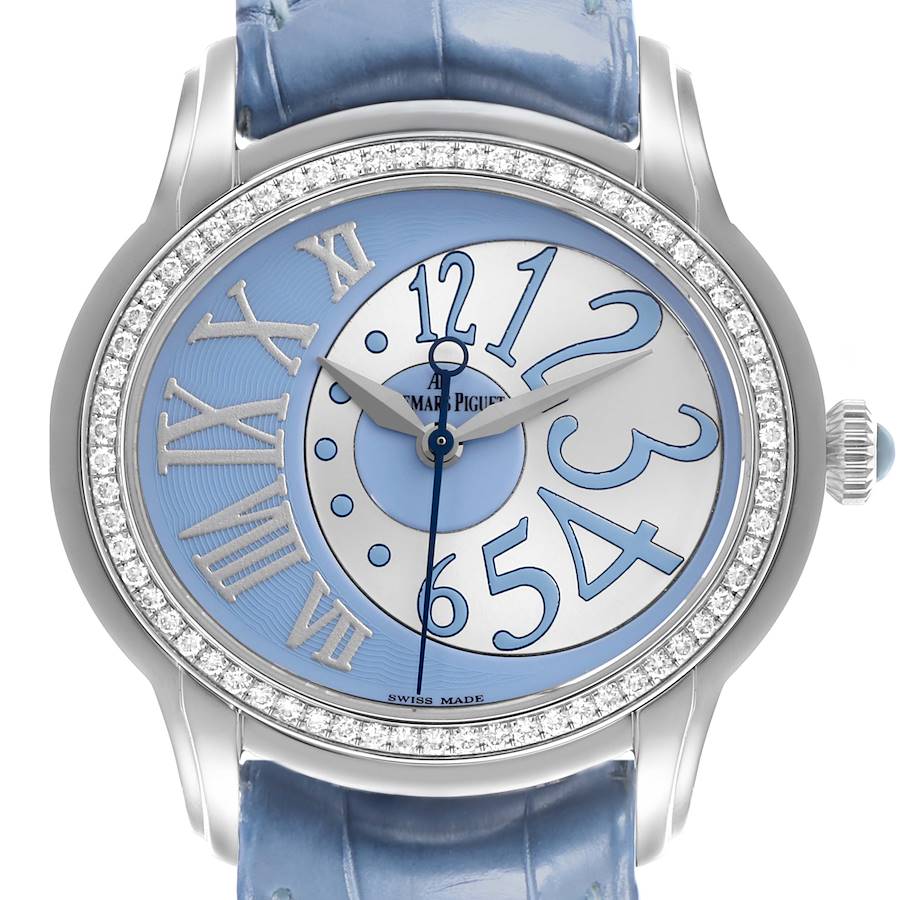 Audemars Piguet Millenary Blue Dial Steel Diamond Ladies Watch 77301ST