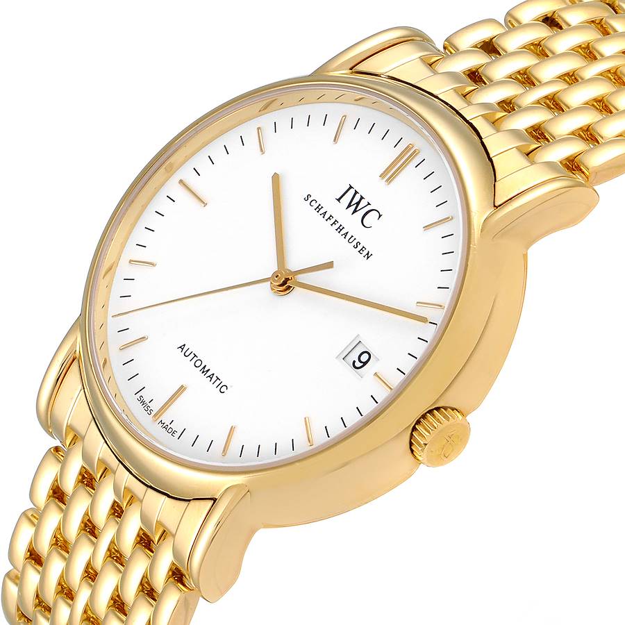 IWC Portofino Automatic White Dial Yellow Gold Mesh Bracelet Yellow Gold Mens Watch IW925101