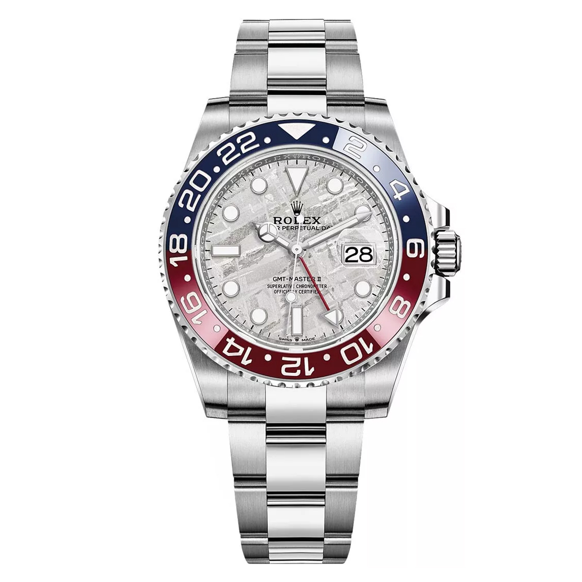 Rolex GMT Master II White Gold Meteorite Dial Pepsi Bezel Mens Watch 126719BLRO-0002 in 2021 New