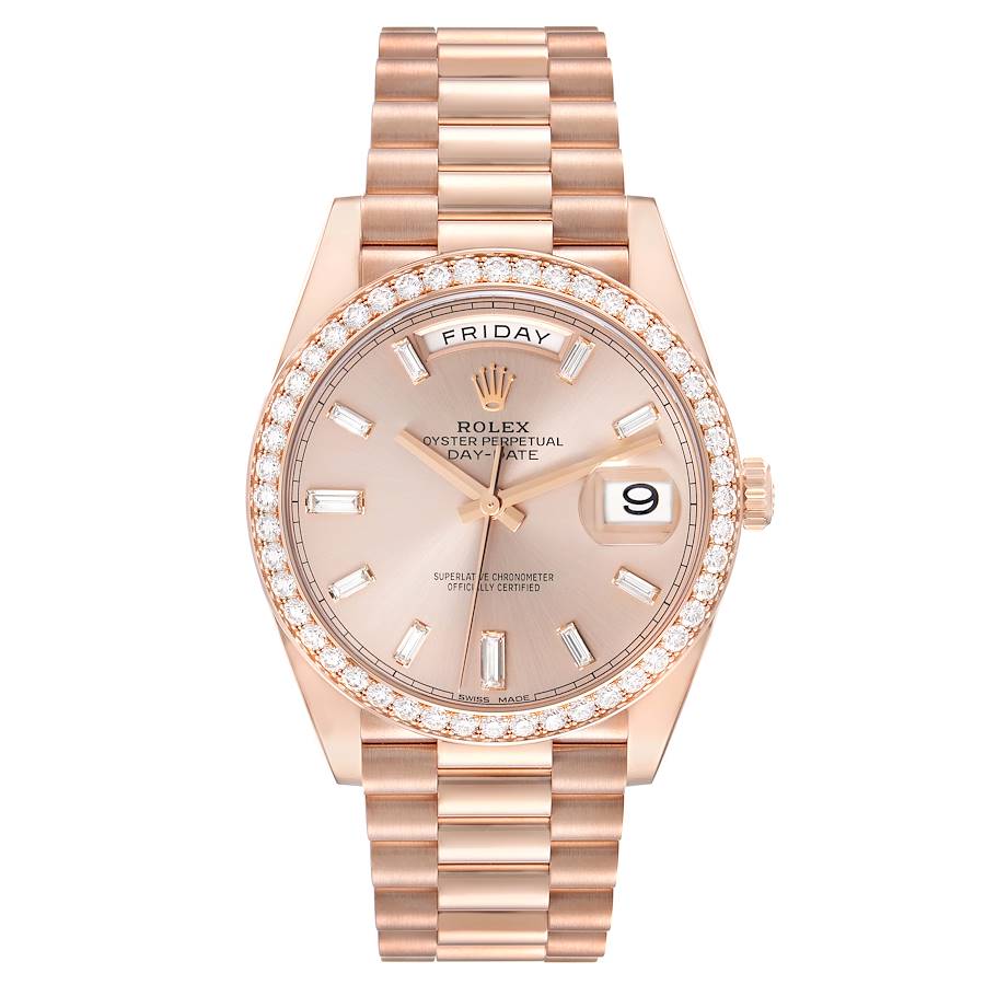 Rolex Day-Date 40 President Rose Gold Diamond Mens Watch 228345